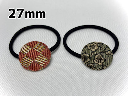 畳縁くるみボタンの和風ヘアゴム｜Tatami-Beri Hair Tie（38mm／27mm）