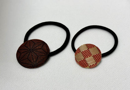 畳縁くるみボタンの和風ヘアゴム｜Tatami-Beri Hair Tie（38mm／27mm）