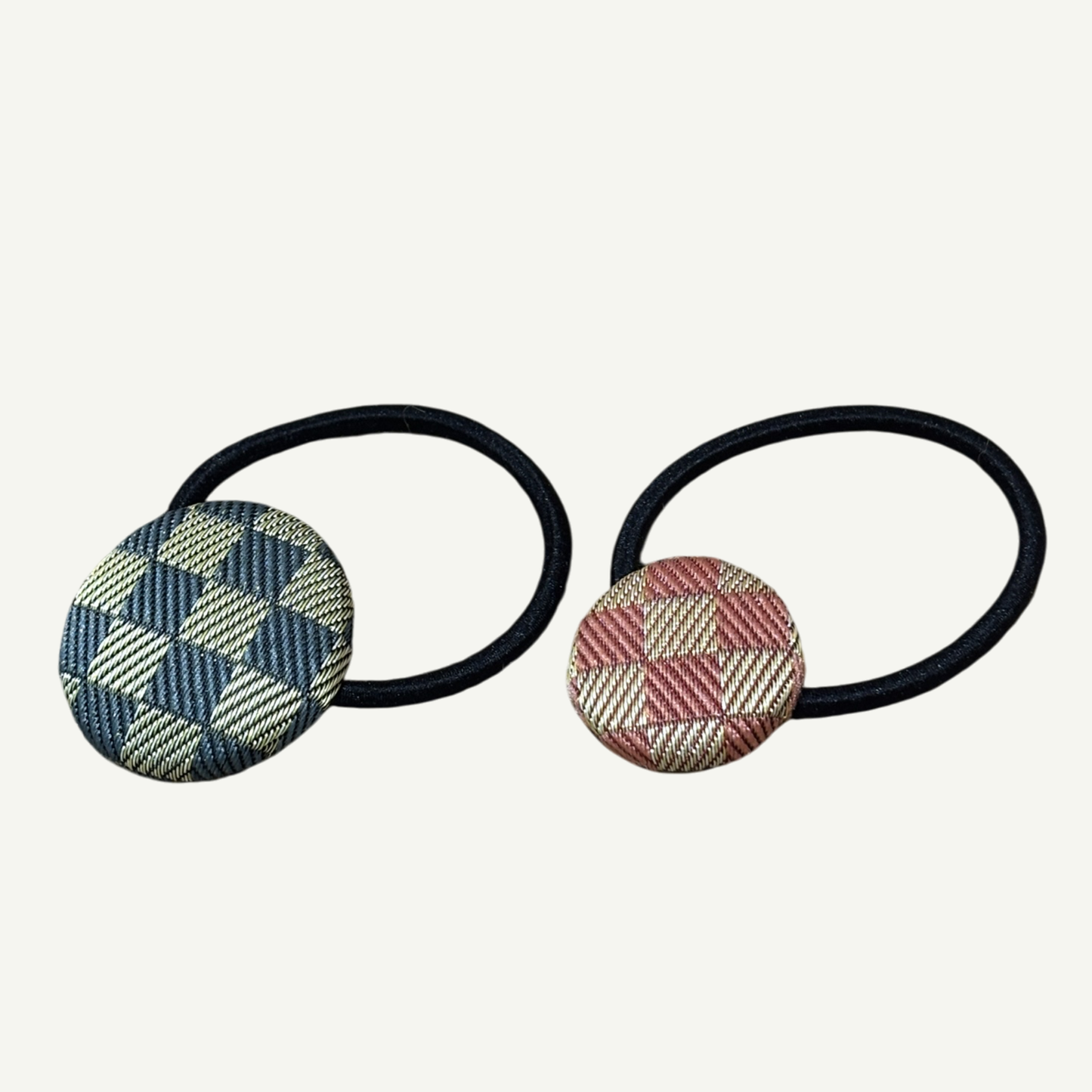 畳縁くるみボタンの和風ヘアゴム｜Tatami-Beri Hair Tie（38mm／27mm）